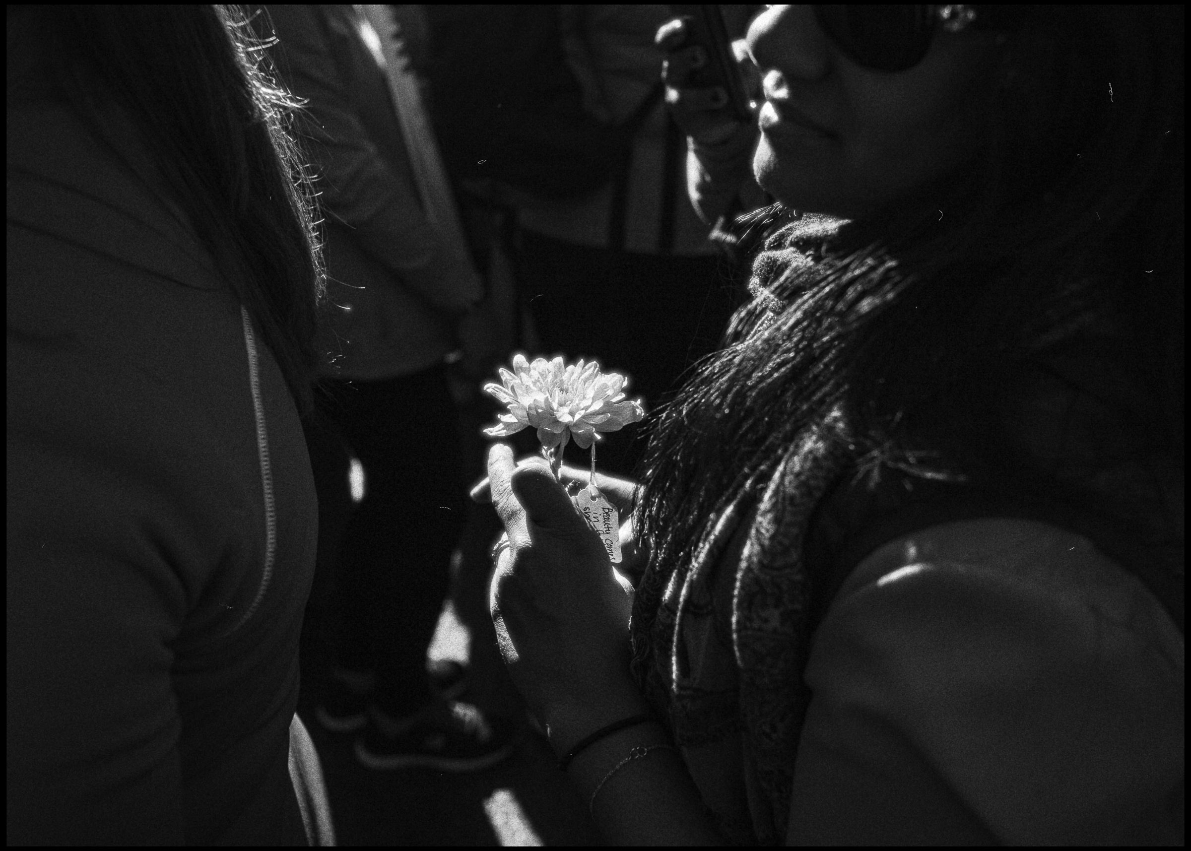 Flower in hand at the Women's March, Chicago 2017