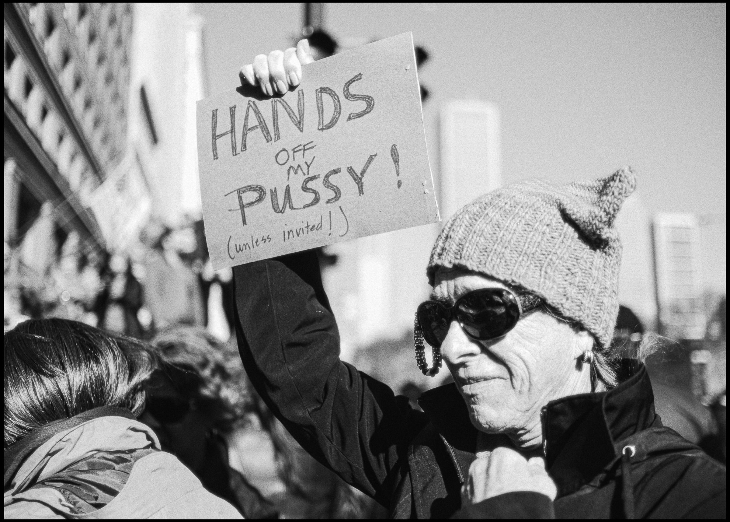 Hands Off sign at the Women's March, Chicago 2017