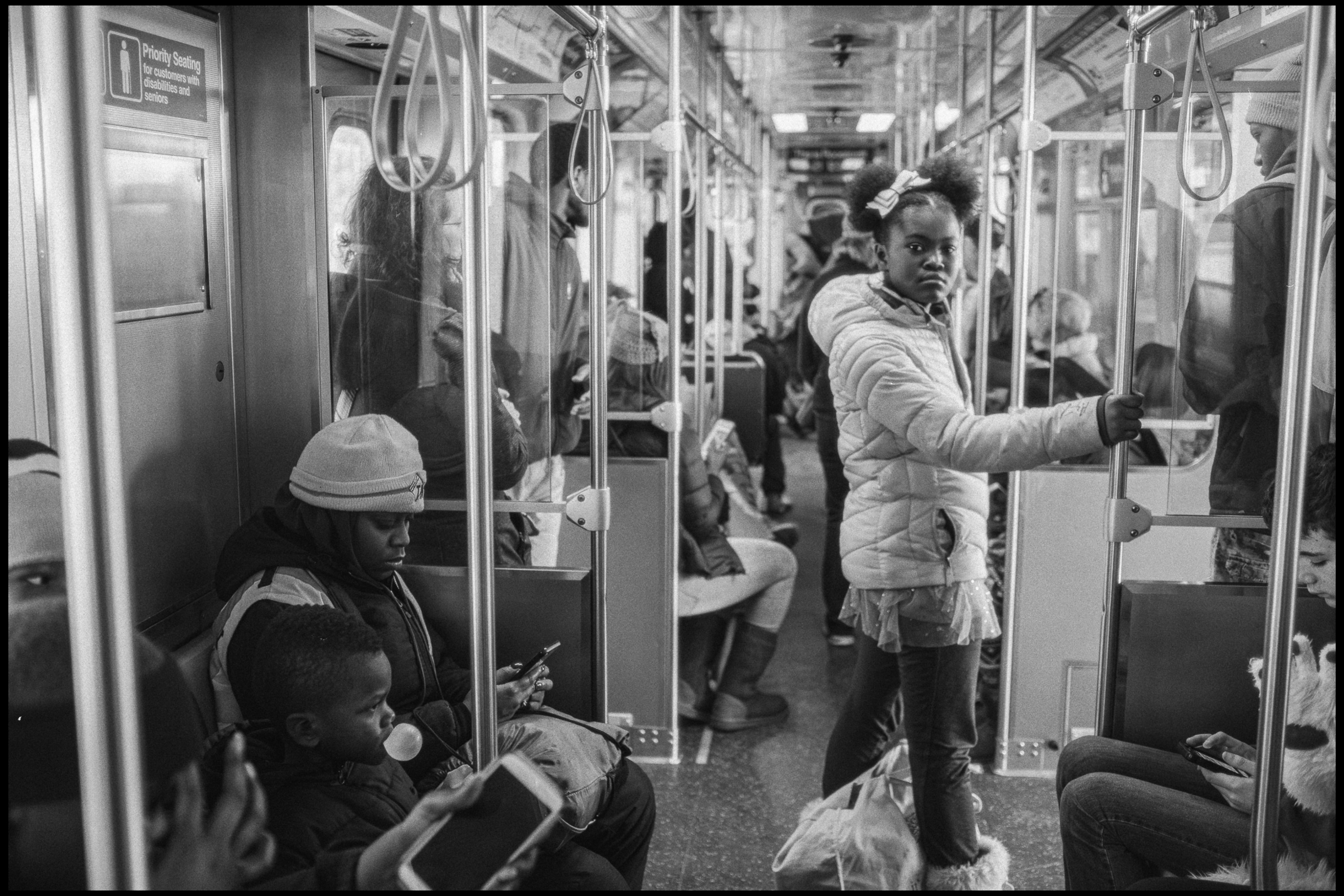 Kids on the train during the Women's March, Chicago 2017