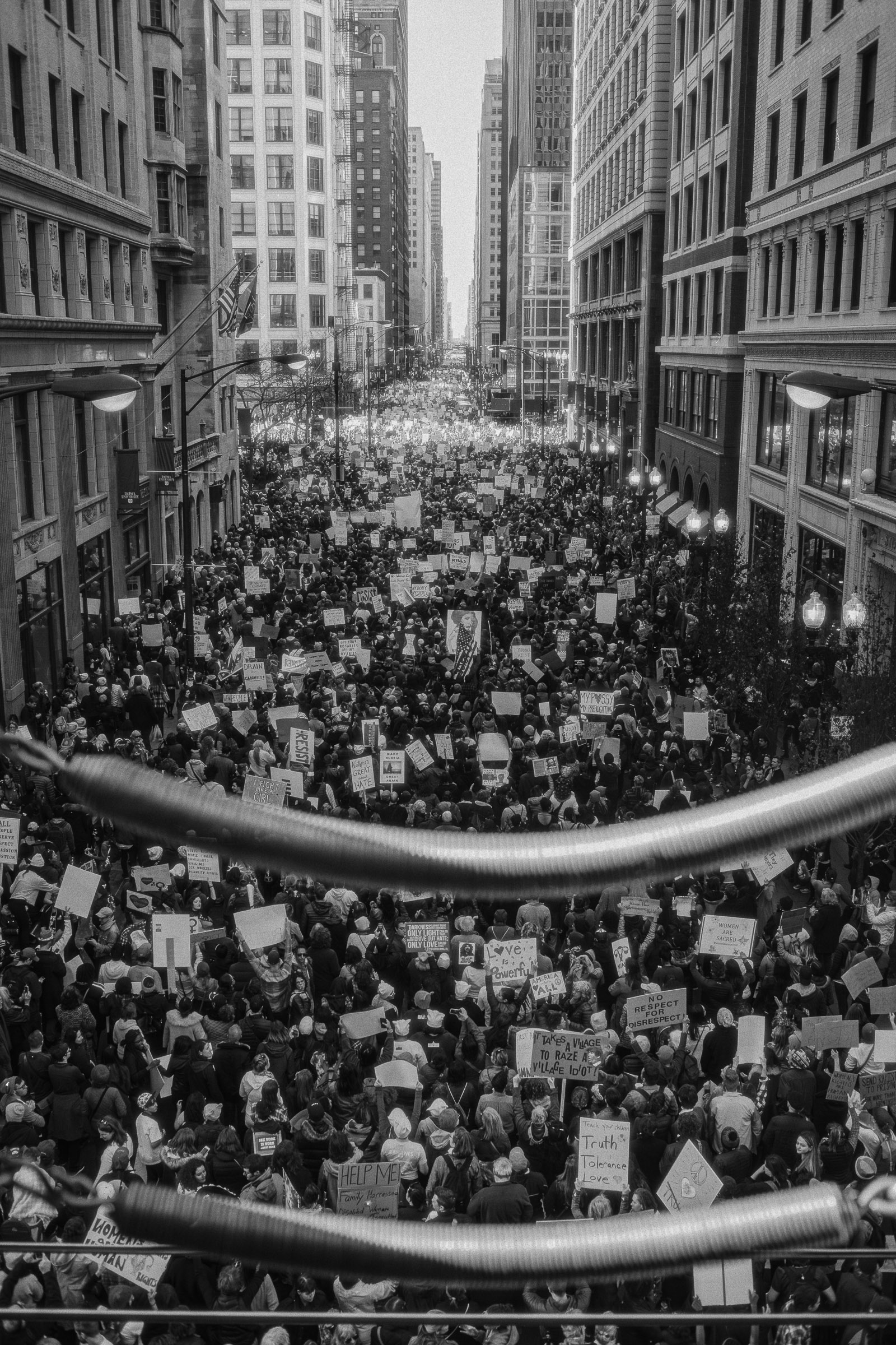 Vertical crowd frame, Women's March, Chicago 2017