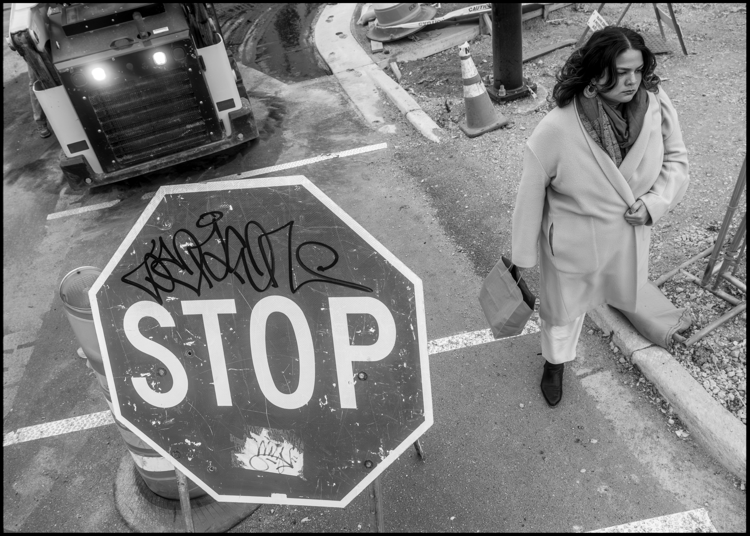 Stop sign with graffiti, Logan Square Chicago 2024
