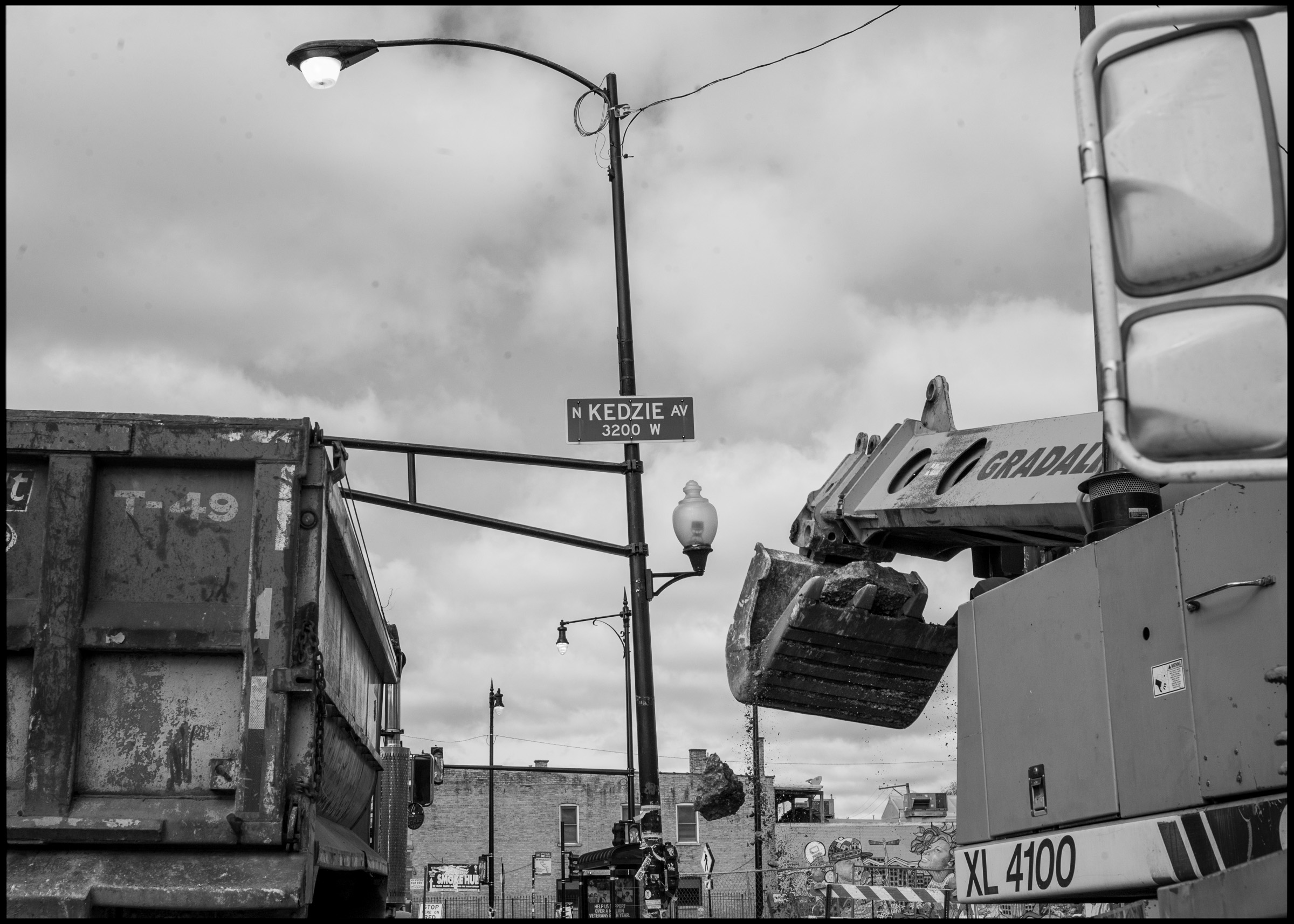 Kedzie and Logan Theatre street signs in Logan Square Chicago 2024