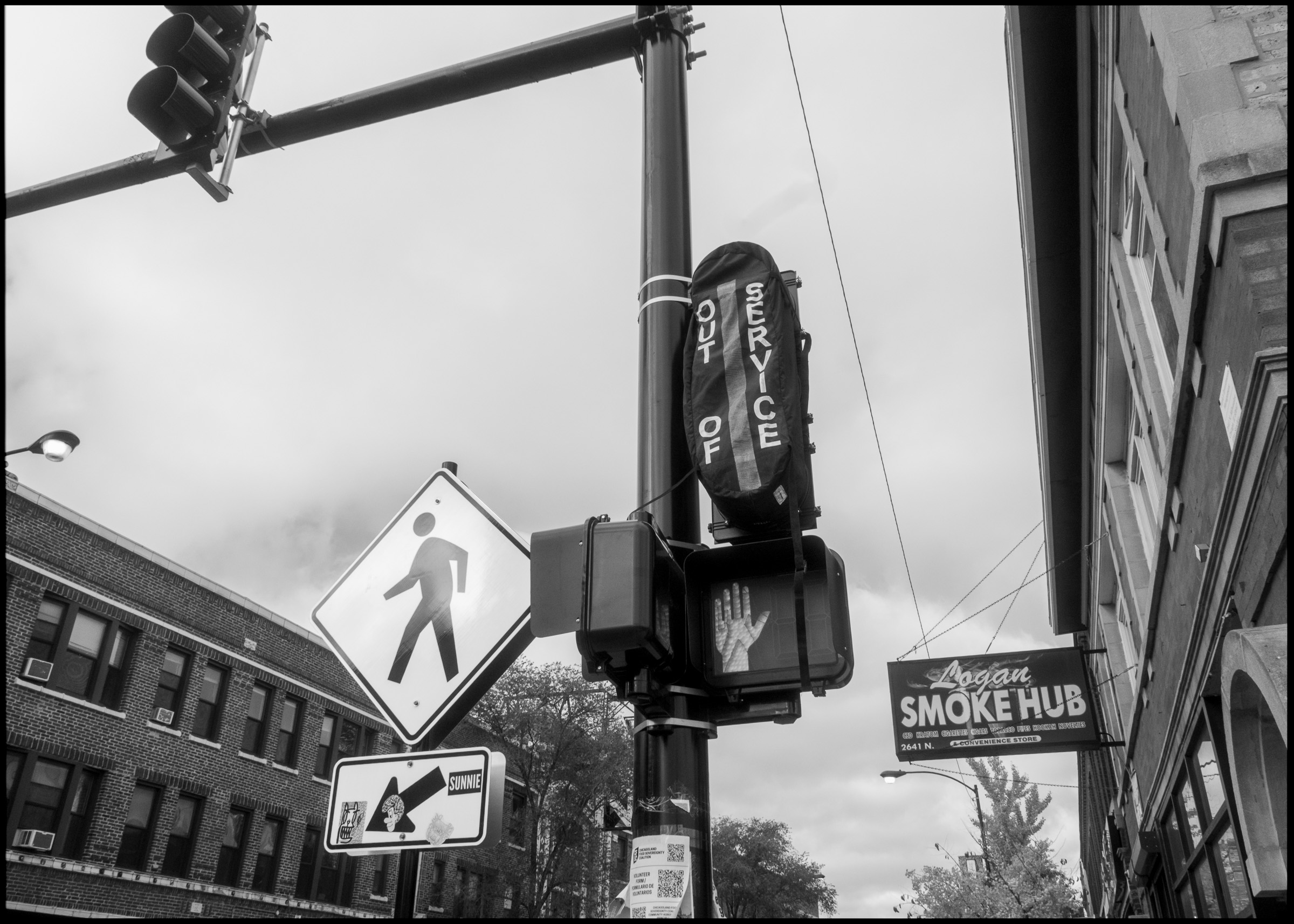 Out of service sign in Logan Square Chicago 2024